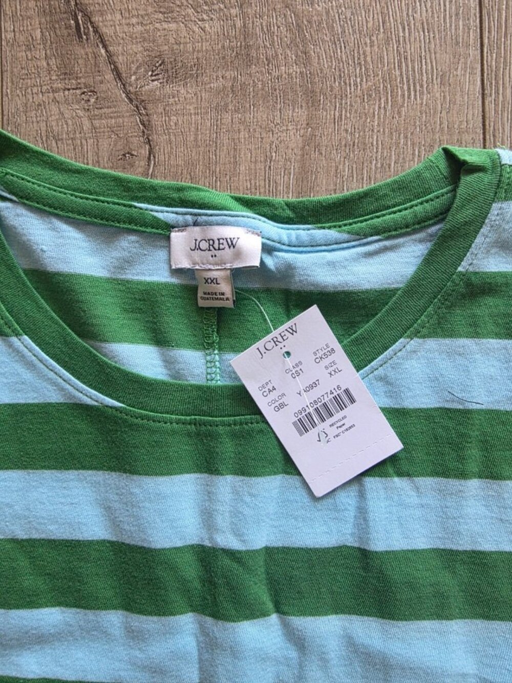 J.Crew Midi Dress Womens XXL Green Blue Striped Summer Resort Effortless CK538 - Picture 7 of 8